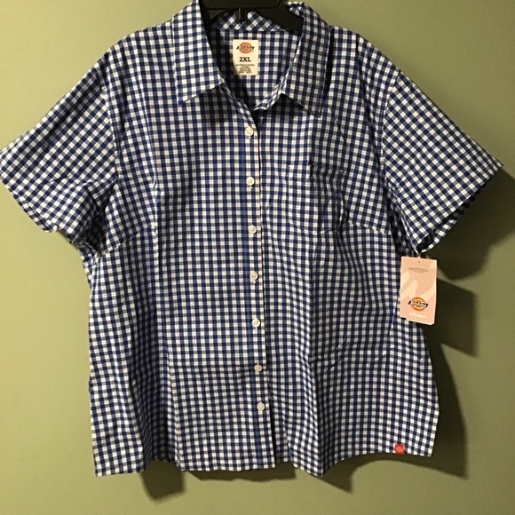 Dickies Tops - Dickies Women Stretch Short Sleeve Poplin Shirt Size 2XL NWT